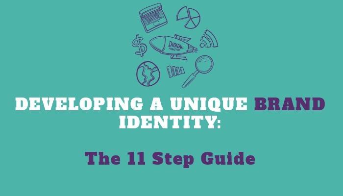 Group of hand drawn icons on turquoise background - An 11-step guide to creating a unique brand - Image